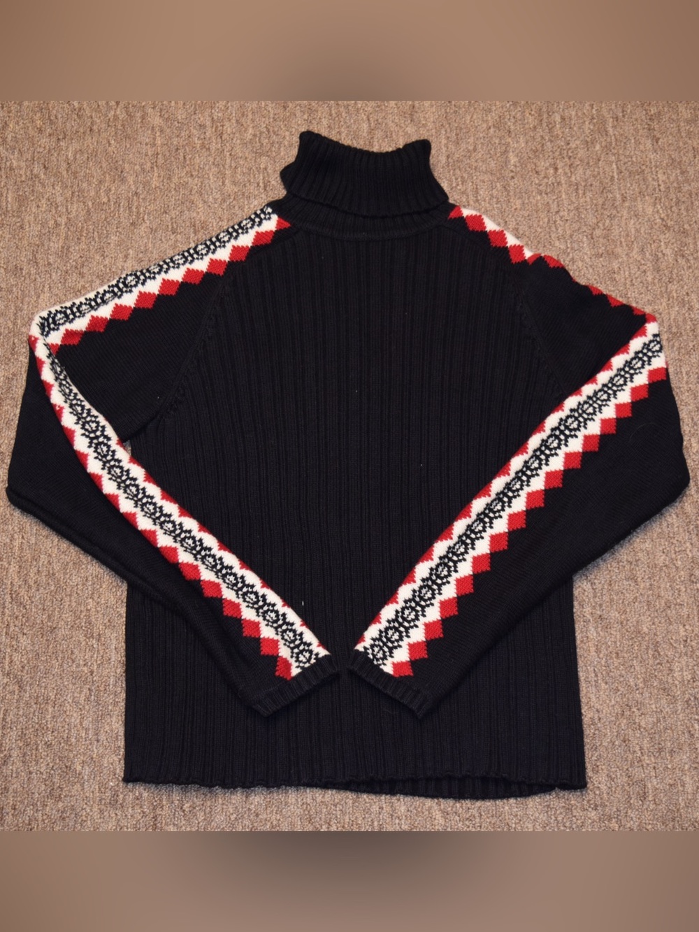 Vintage Marsh Landing Amanda Smith Black Red White Sleeve Turtleneck Size Small